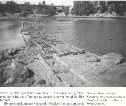 Rester etter stem i Otra ovenfor tidligere Hunsfoss fabrikker.